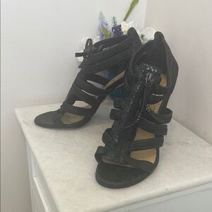 L.A.M.B Elegant Black Strappy Women's Shoes Size 10